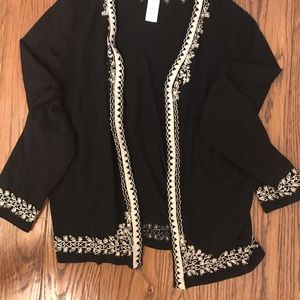 New stunning Anne Klein sweater with lace & beads. Made-Hong Kong imported yarn.